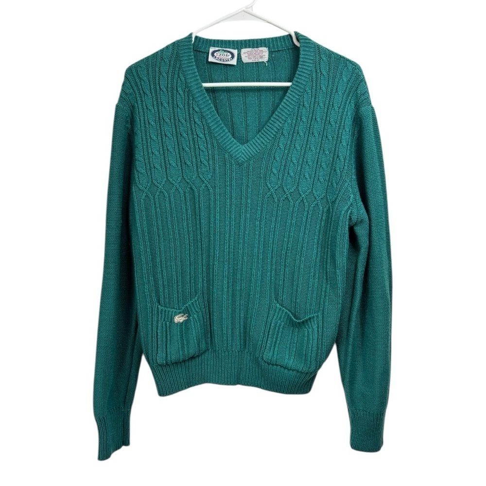 Vintage 70s Izod Lacoste Rare Pocket Sweater Size 40 Medium Grandpa Crocodile
